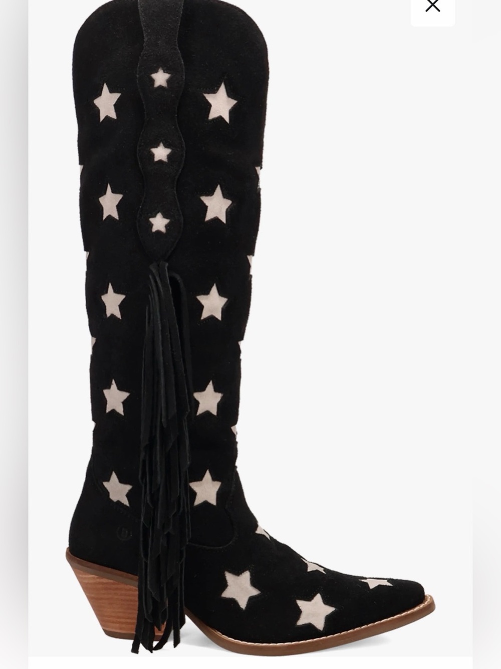 Dingo Superstar Women's Black Suede White Stars Boot Size 8.5 NEW - Picture 2 of 12